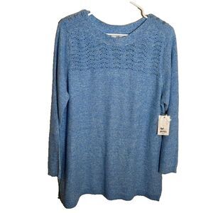 Croft & Barrow Sweater Women's Petite XXL Blue Knit Pullover 3/4 Sleeve NWT